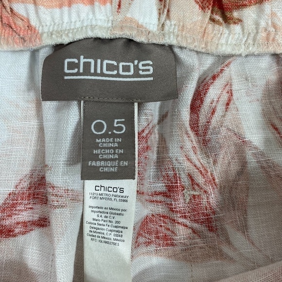 Chicos Linen Floral Pants SZ 0.5=S - Picture 4 of 6